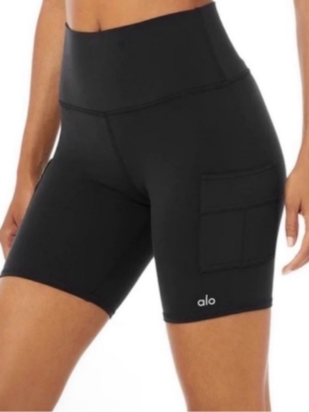ALO Yoga Black High-Waist Bike Shorts with Side Pocket